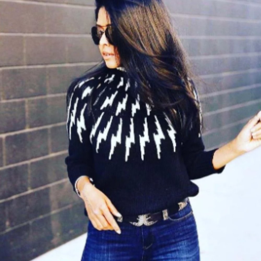 525 America Black and White Turtleneck Sweater